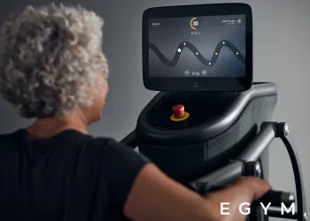 Woman using a machine